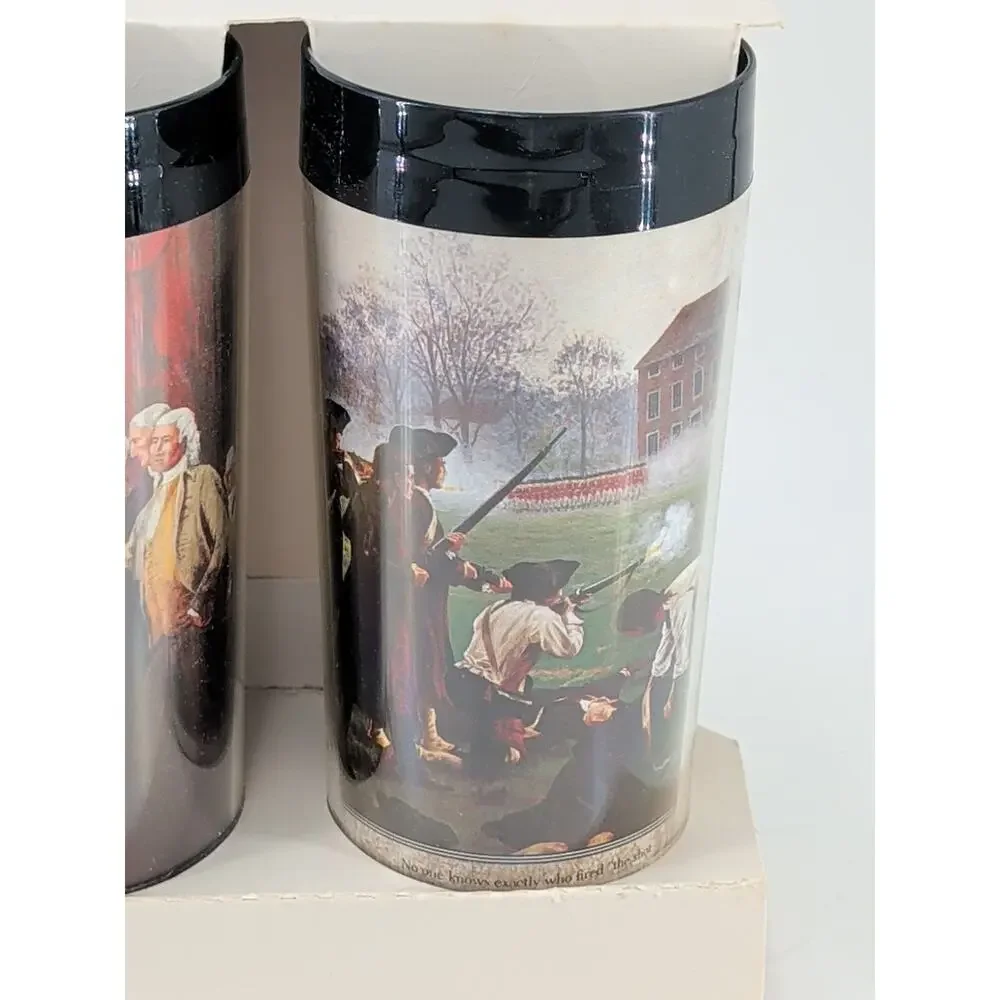 Vintage Thermo-Serv 12oz Cups Insulated Tumblers 4 Pc Set Freedom USA Thermos